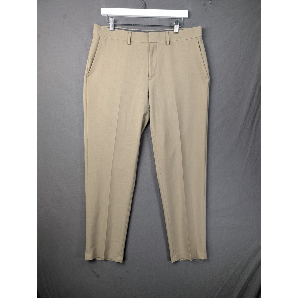 Tommy Hilfiger Mens Khaki Dress Pants 34x30 Tan Flat Front Chino Trousers 8009